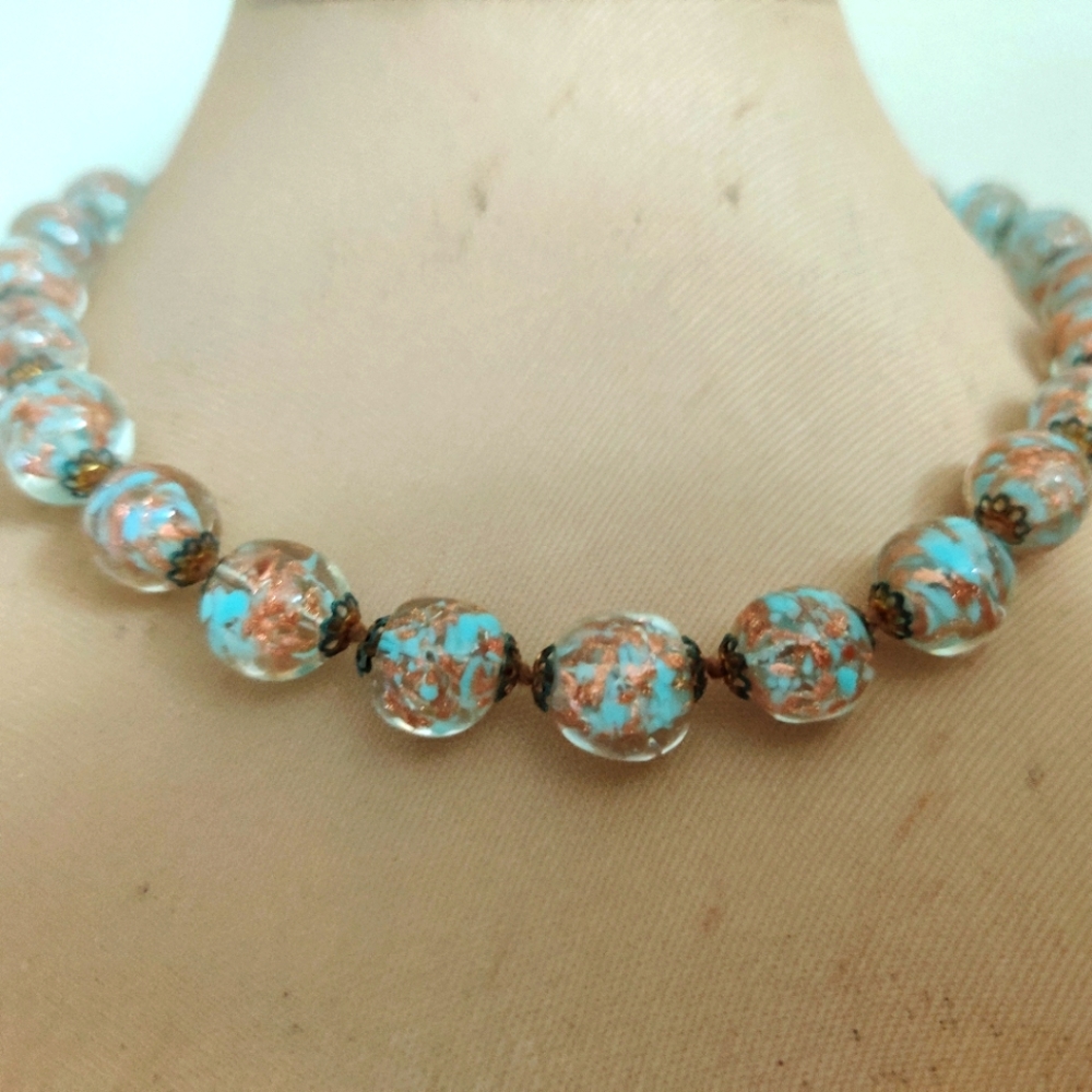 Vintage 60s Murano Somerso Lampwork Necklace - Picture 3 of 10